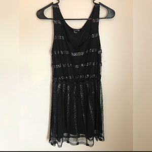 Black Striped Sequin Party Dress